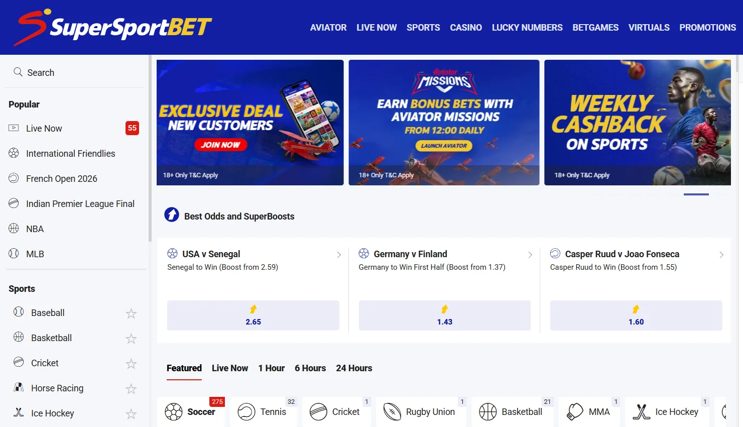 SuperSportBet Platform Screenshot