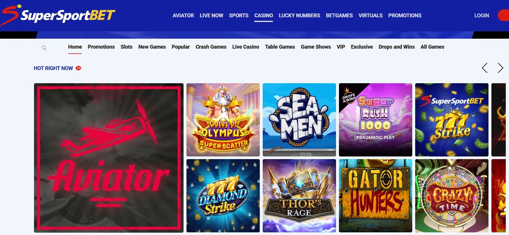 SuperSportBet Casino Games