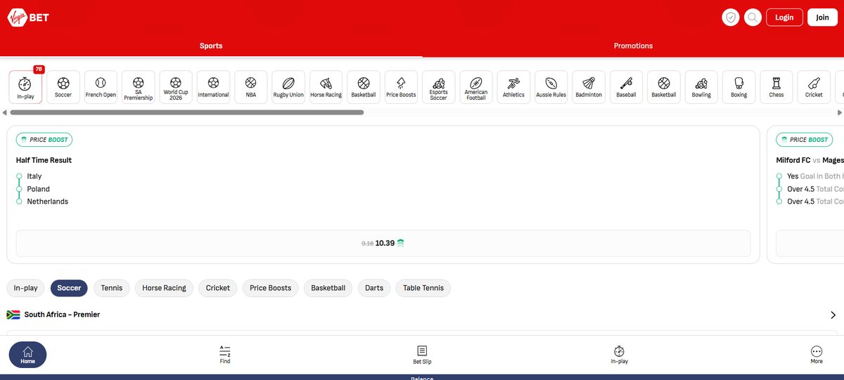 Virgin Bet Sportsbook Platform